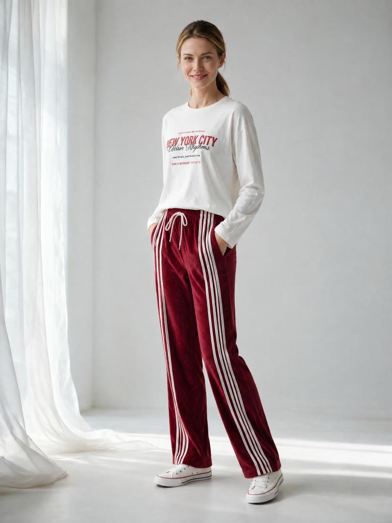 Kadın İnce Pamuklu New York City Baskılı Uzun Kollu Sweatshirt