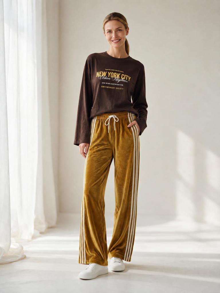 Kadın İnce Pamuklu New York City Baskılı Uzun Kollu Sweatshirt