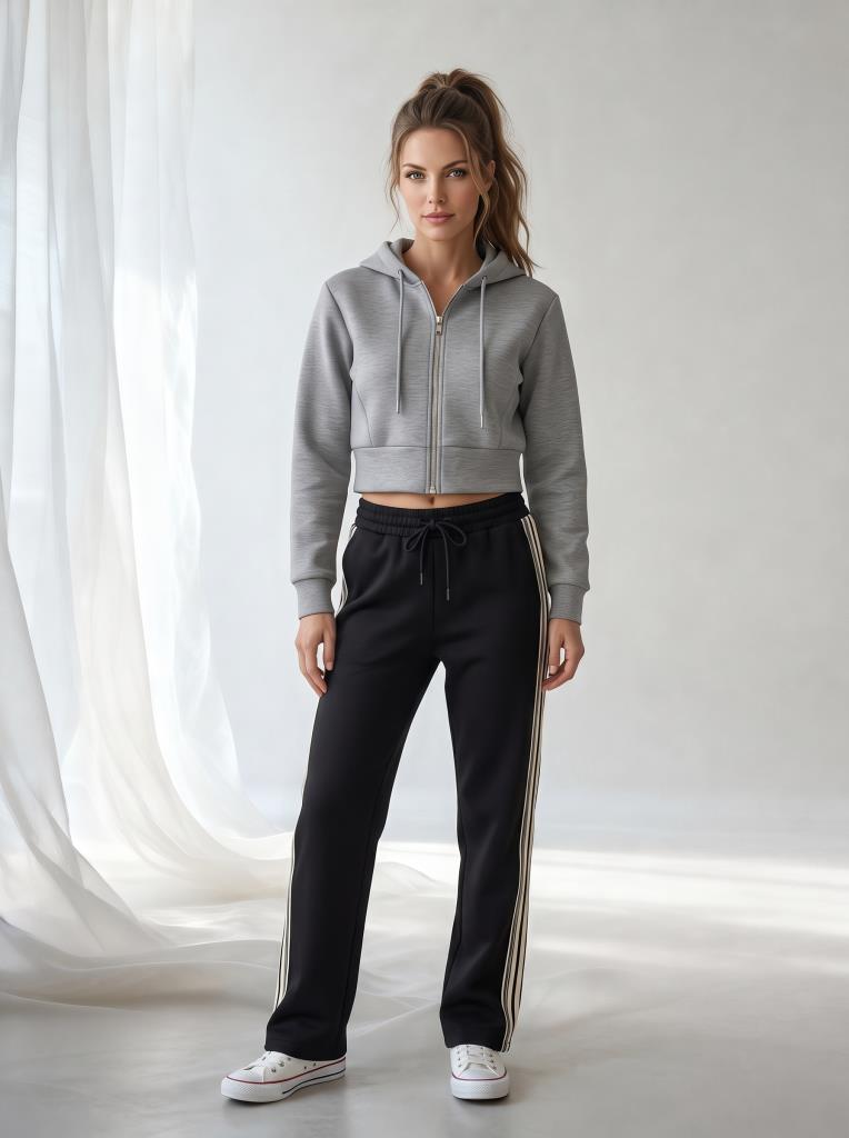 Kadın Dalgıç Kumaş Crop Kapüşonlu Fermuarlı Ceket - Esnek & Spor Sweatshirt Ceket
