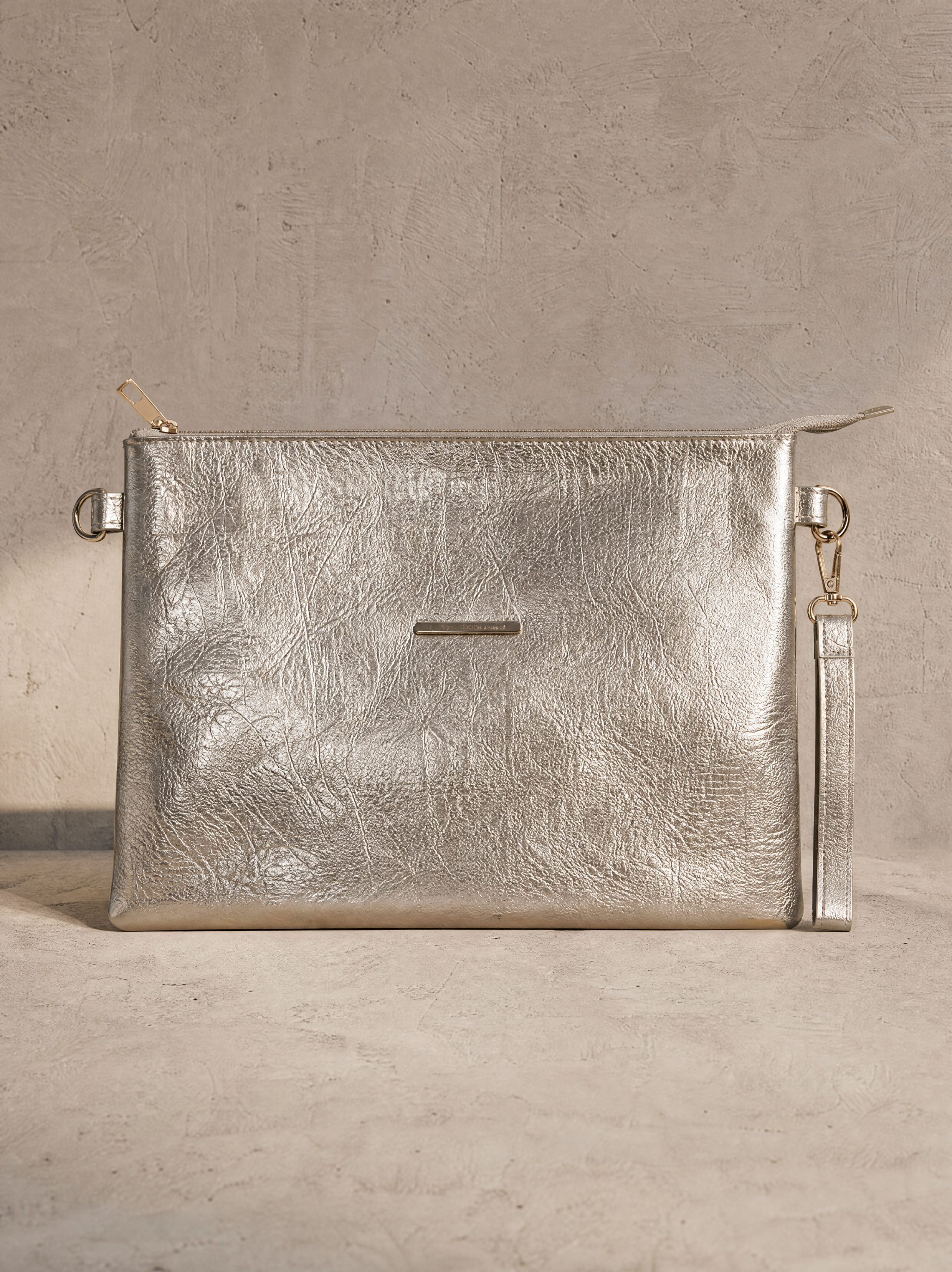 Kadın Zincir Askılı Portföy Çanta - Gold Detaylı Bilek Askılı Clutch Çanta