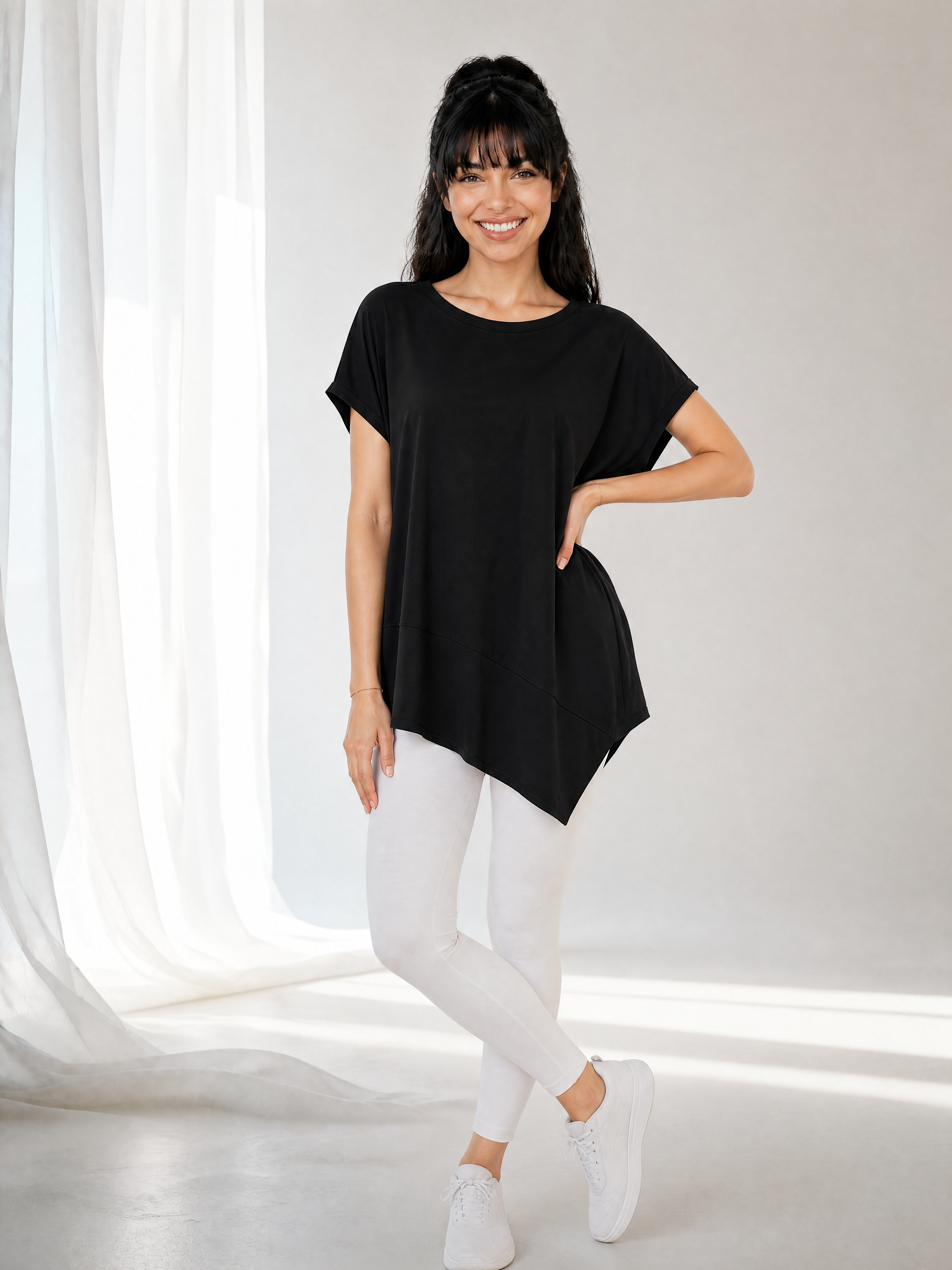 KadınPenye Oversize Tunik - Asimetrik Kesim Salaş Tişört