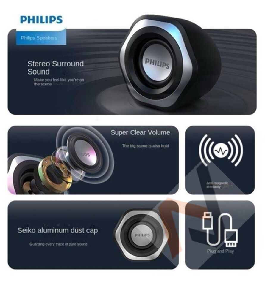 Philips Spa2209 2.0 USB- 3.5MM Jack Hoparlör Ses Kontrol Tuşu