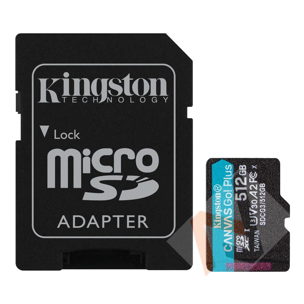 Kingston SDCG3-512GB 512GB microSDXC Canvas Go Plus 170R A2 U3 V30 Card + ADP Hafıza Kartı