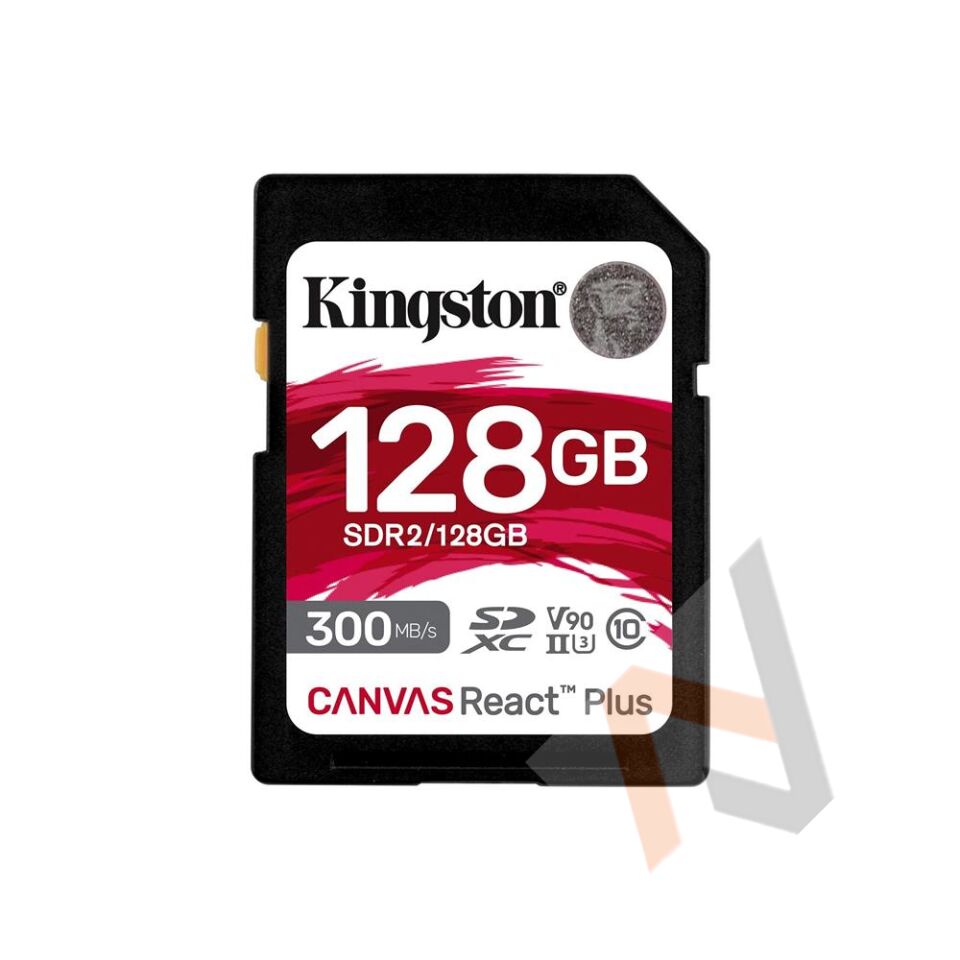 Kingston SDR2-128GB Canvas React Plus SDXC UHS-II 300R-260W U3 V90 for Full HD-4K-8K Hafıza Kartı