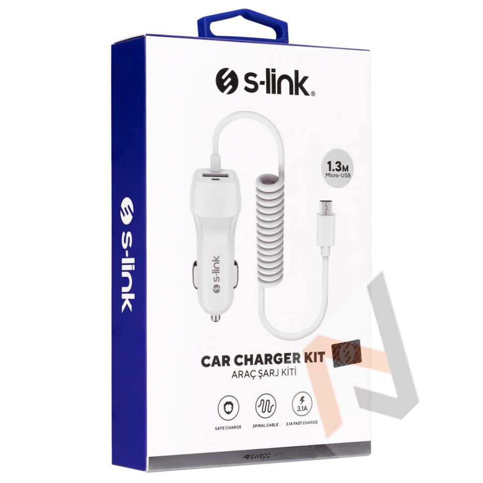 S-link Swapp SW-C535 1 Usb + Micro Usb 12-24V 3.1A Kablolu Araç Şarj Cihazı