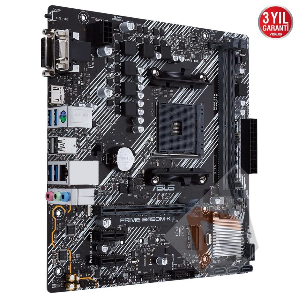 Asus Prime B450M-K II AMD B450 AM4 DDR4 4400 HDMI DVI VGA M2 USB3.2 mATX BIOS Flashback Anakart