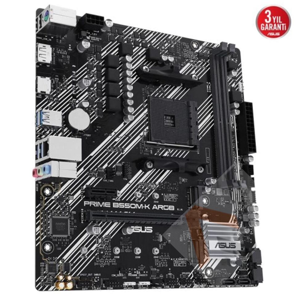 Asus Prime B550M-K ARGB 5100MHz (OC) DDR4 Soket AM4 M.2 HDMI mATX Anakart