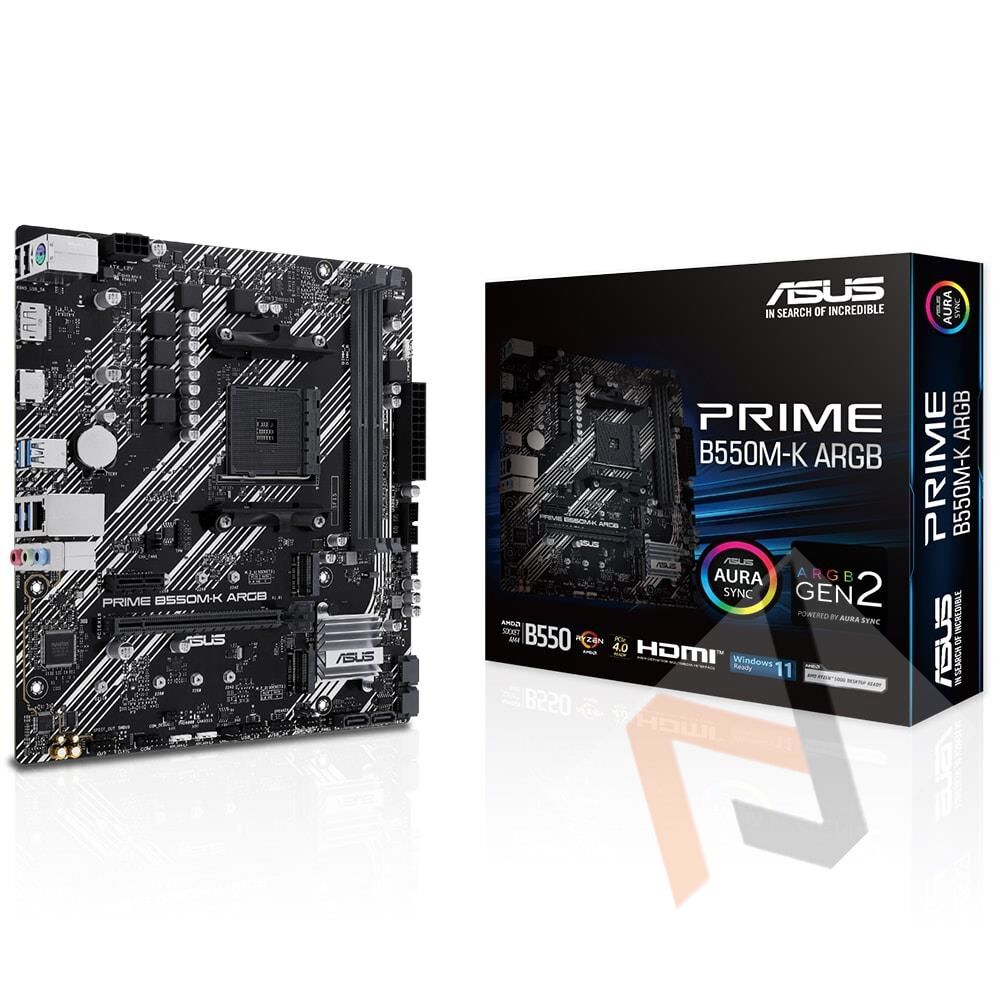 Asus Prime B550M-K ARGB 5100MHz (OC) DDR4 Soket AM4 M.2 HDMI mATX Anakart