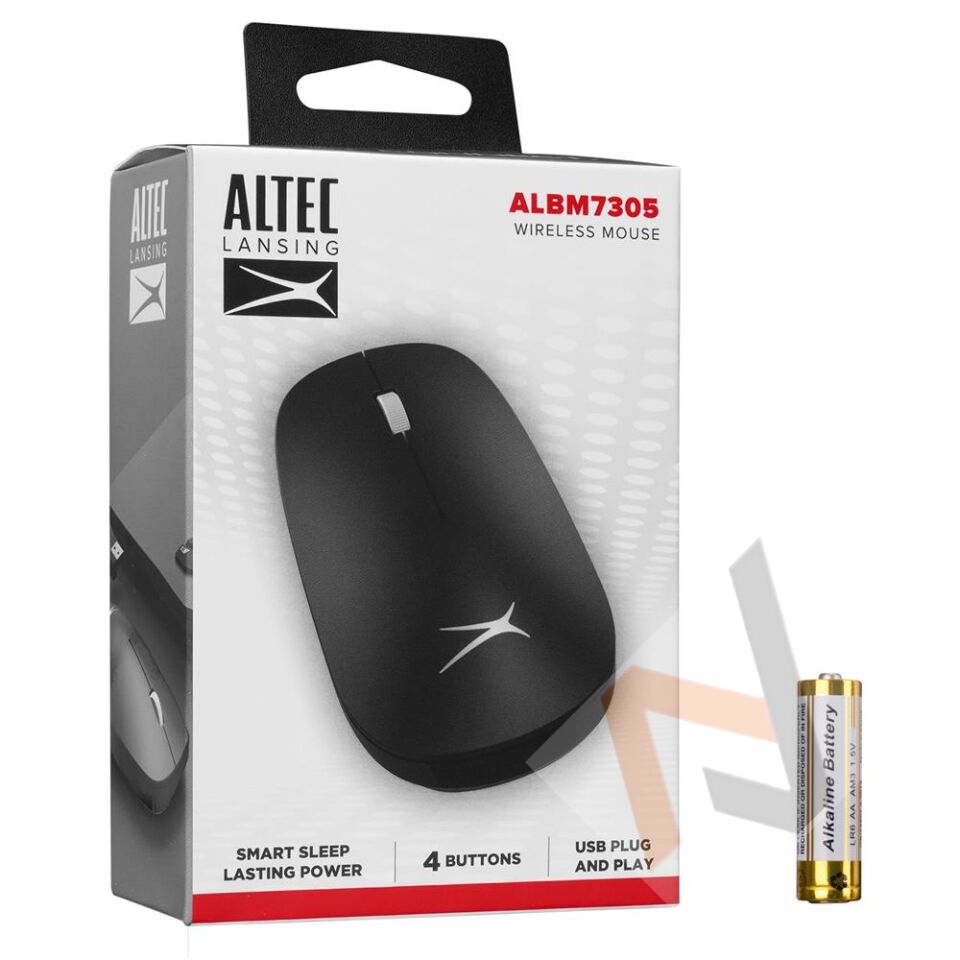 Altec Lansing ALBM7305 Siyah 2.4GHz USB 1600DPI Alkalin Pilli Kablosuz Mouse