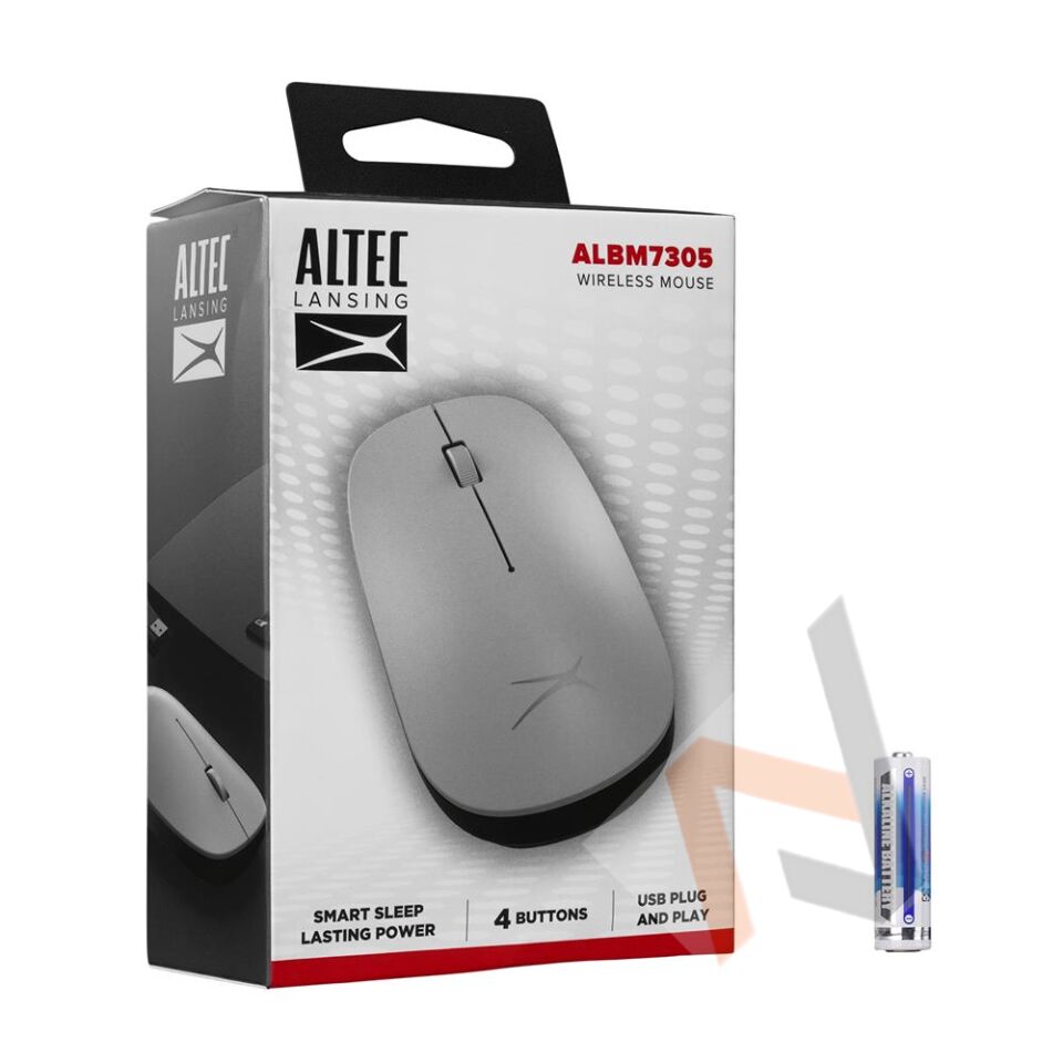 Altec Lansing ALBM7305 Gümüş 2.4GHz USB 1600DPI Alkalin Pilli Kablosuz Mouse