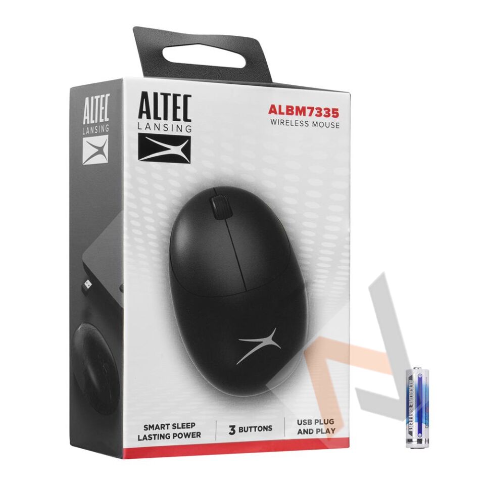 Altec Lansing ALBM7335 Siyah 2.4GHz USB 1200DPI Alkalin Pilli Kablosuz Mouse