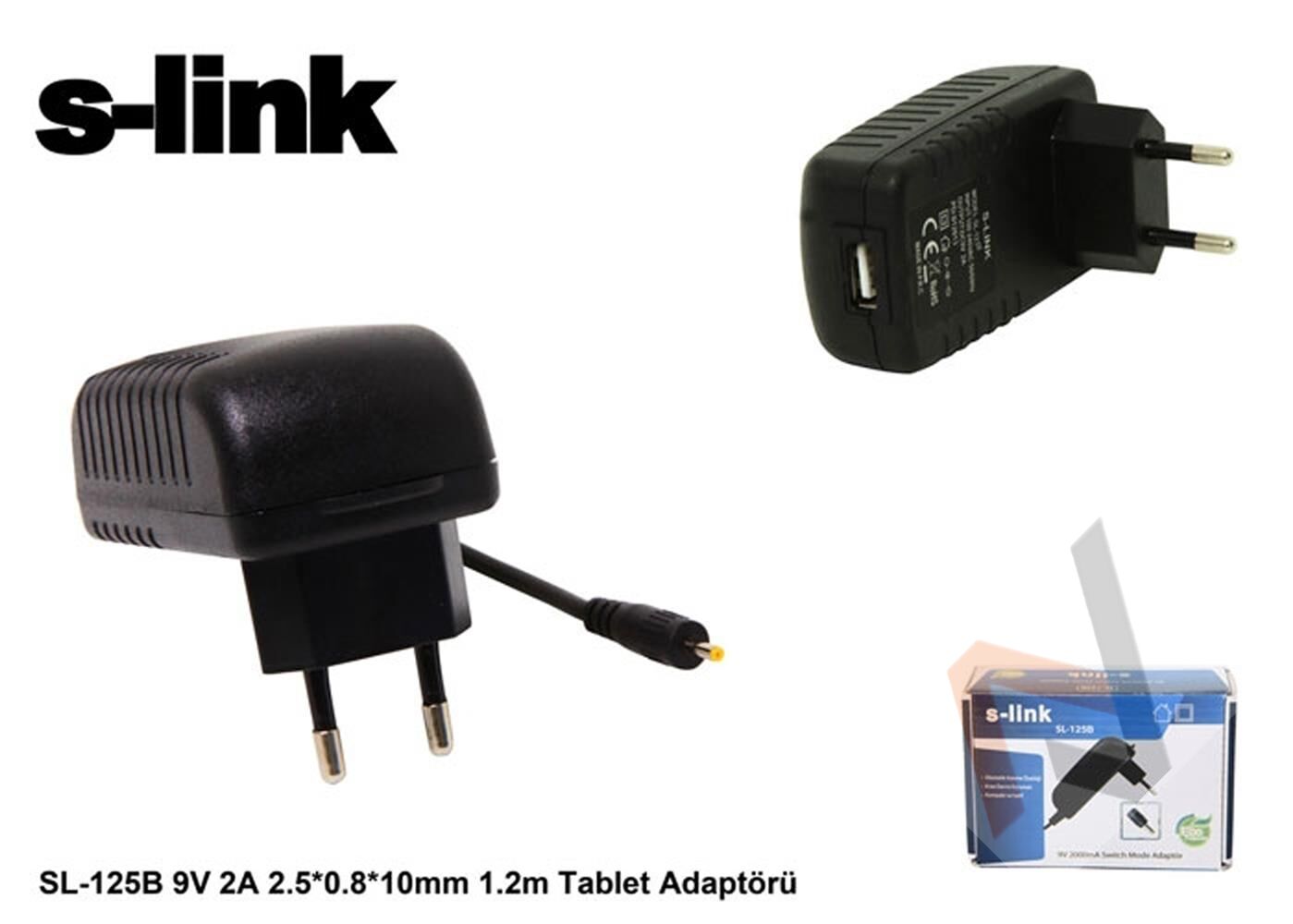 S-link SL-125B 9v 2a 2.5-0.8-10mm 1.2 Tablet Adaptörü