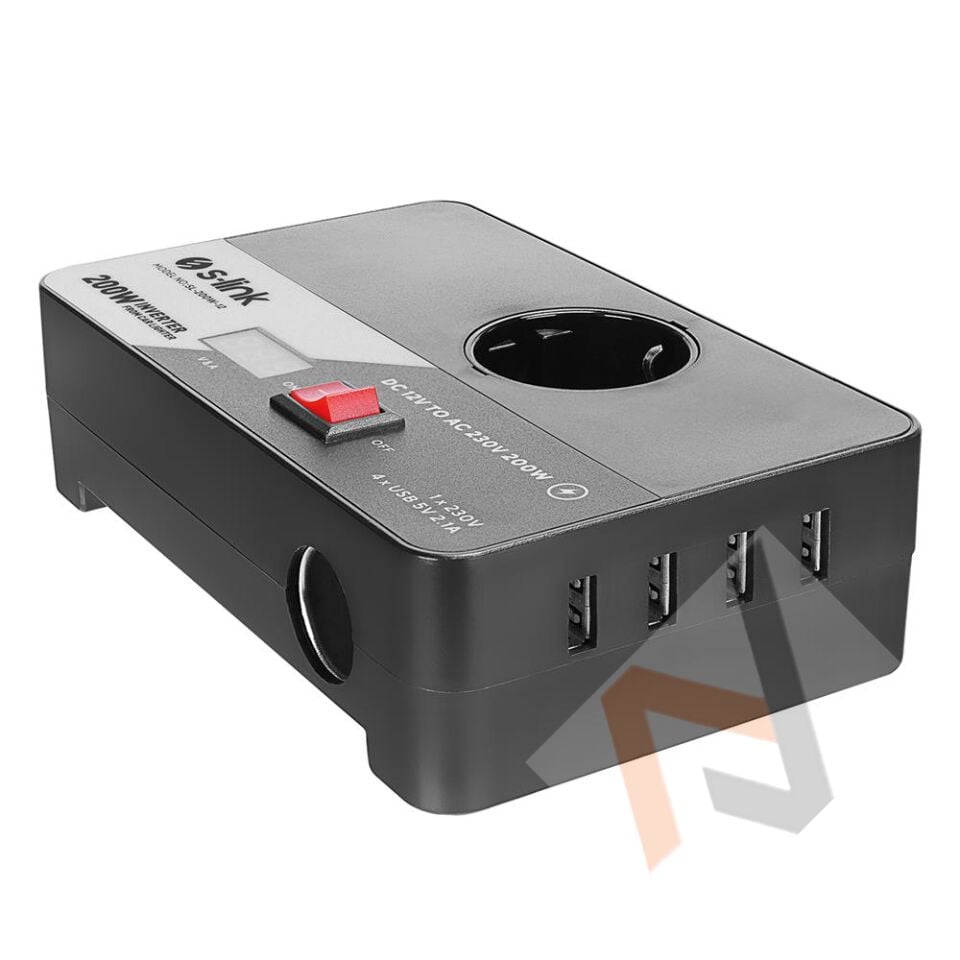 S-link SL-200W-12 200W DC12V-AC230 Çakmaktan Power Inverter