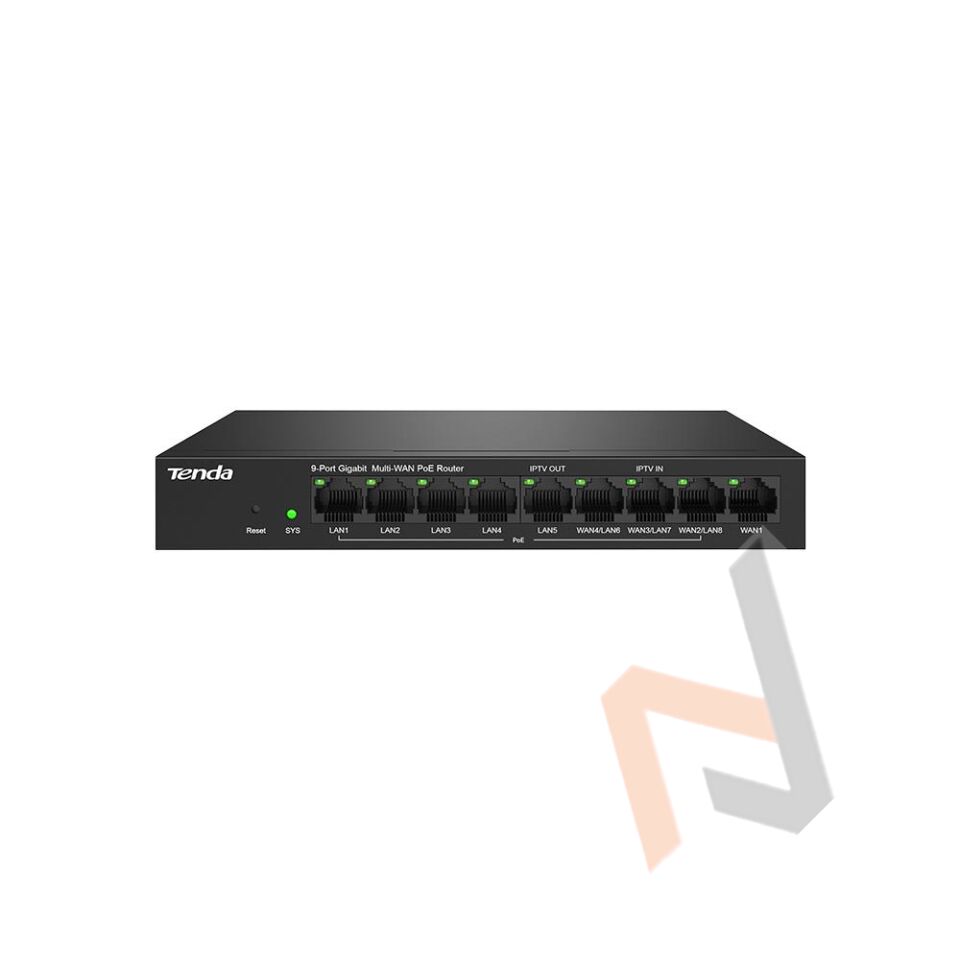 Tenda G0-8G-PoE 9 Port 8 Port Poe+ 10-100-1000 Switch Çelik Kasa POE Router