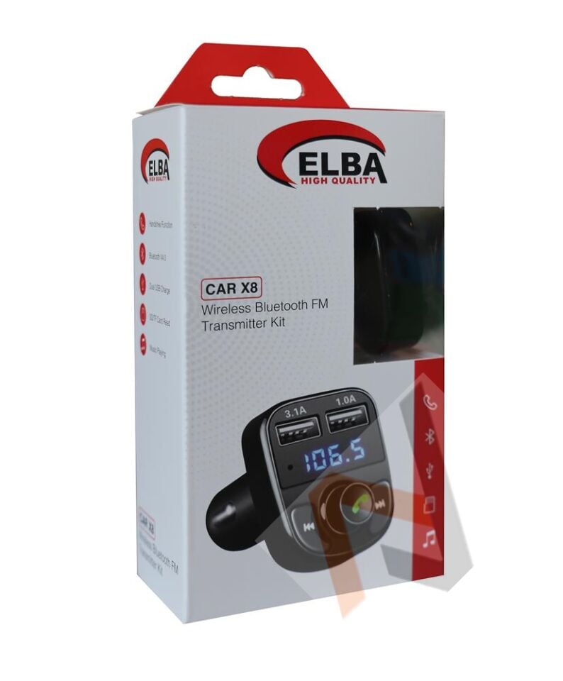 Elba Car X8 2Usb Wireless Bluetooth Fm Transmitter Kit