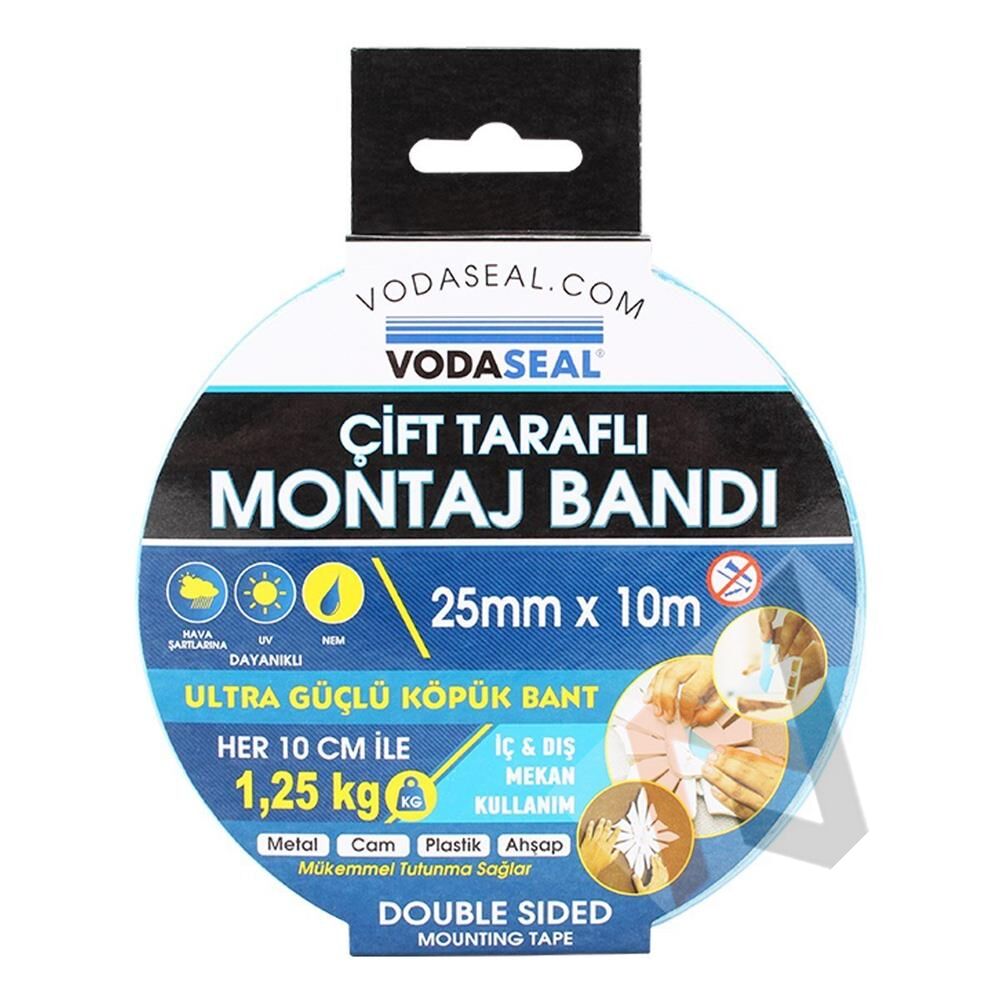 Vodaseal Çift Taraflı Montaj Bantı 25MMX10mt Ultra Köpük Bant