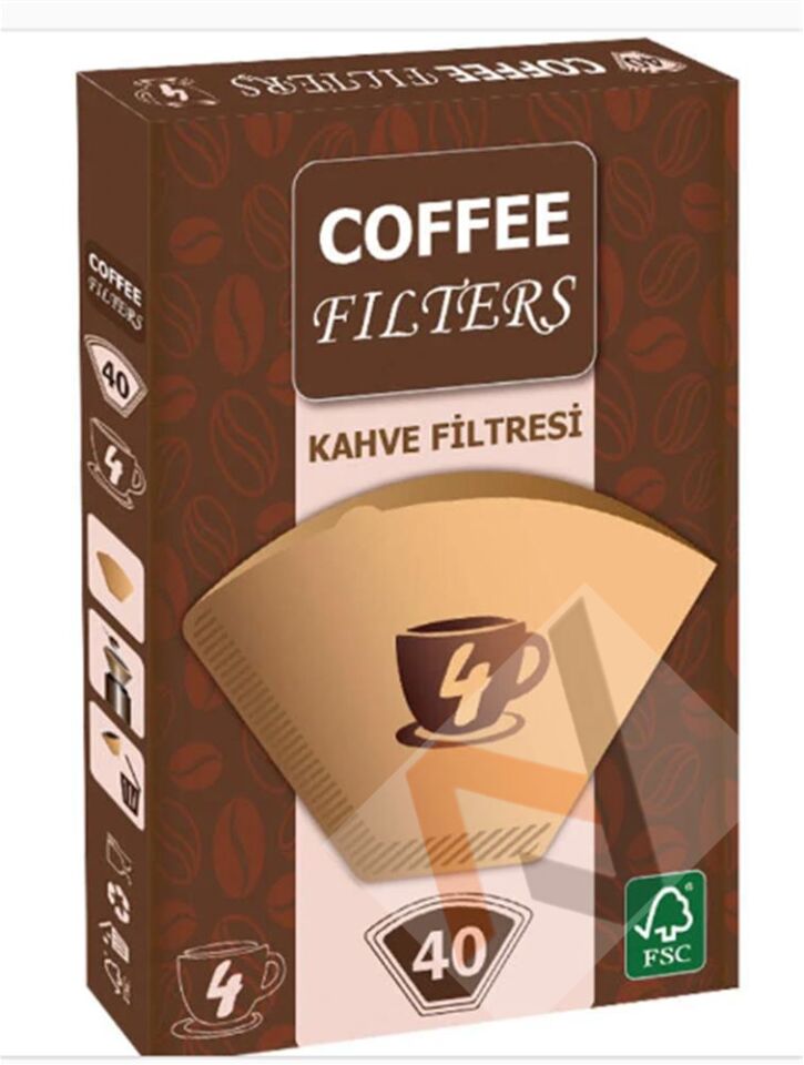 Coffee Filters Filtre Kahve Kağıdı 1x4 4 Numara 40lı