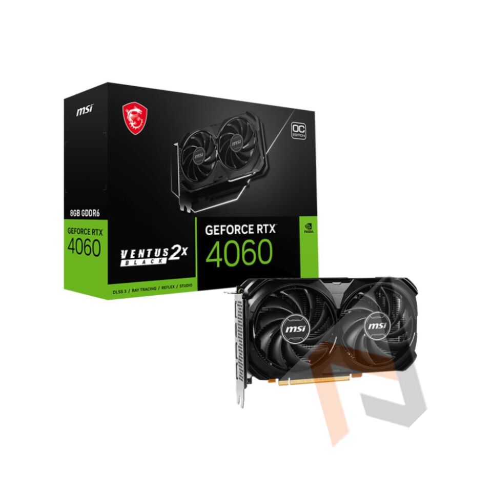 Msi GeForce RTX4060 VENTUS 2X BLACK 8GB OC GDDR6 DLSS 3 128 Bit Ekran Kartı