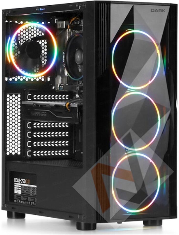 Dark Diamond PRO 500W 4x12cm RGB Full Akrilik Ön ve Yan Panel, USB 3.0 Bilgisayar Kasası