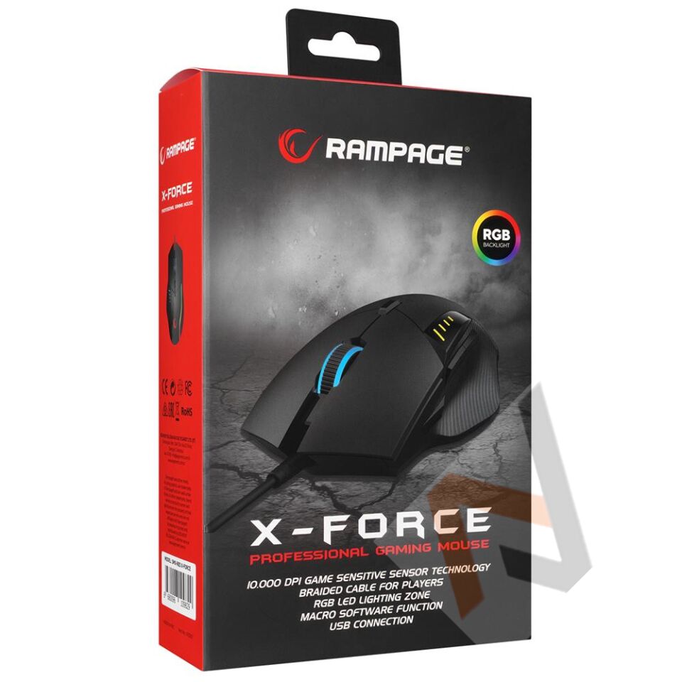 Rampage SMX-R83 X-FORCE Usb Siyah 10000 dpi RGB Aydınlatmalı Gaming Oyuncu Mouse