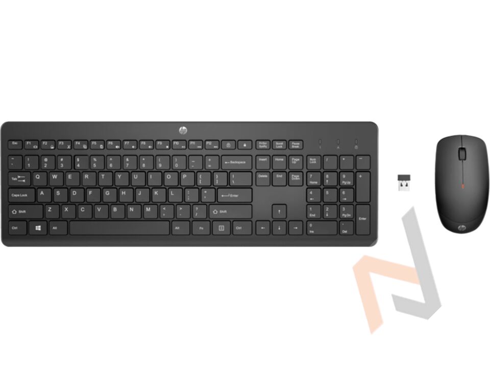 HP 230 18H24AA Kablosuz Klavye+ Mouse Set 2.4Ghz (2 x AAA keyboard; 1 x AA Mouse) Siyah