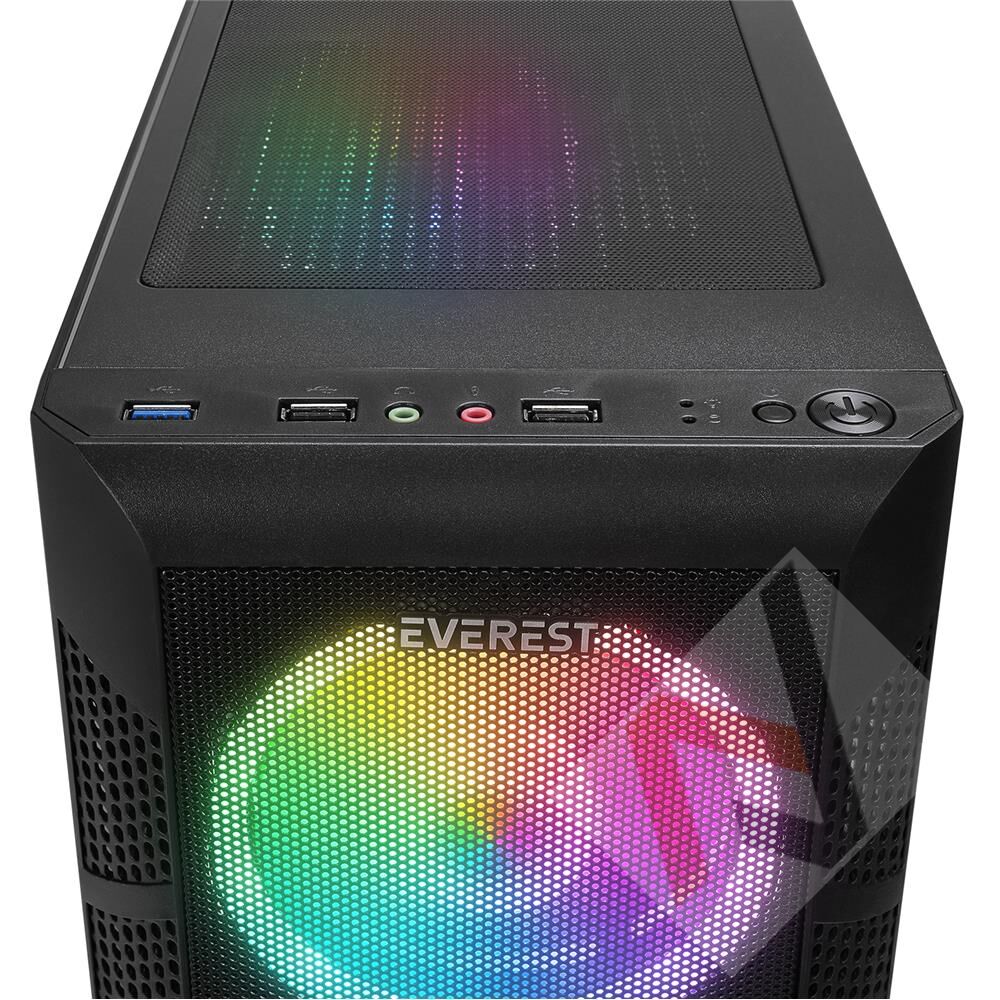 Everest CREST V1 Mesh Temperli Camlı 4x12cm Auto RGB Fan ATX Mid-T Gaming Oyuncu Kasası