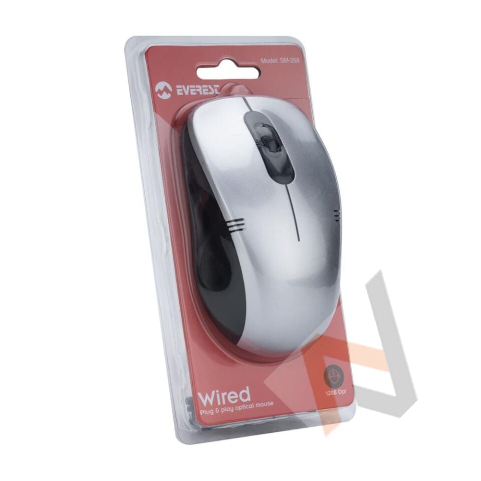 Everest SM-258 Usb Gümüş 1200dpi Optik Kablolu Mouse