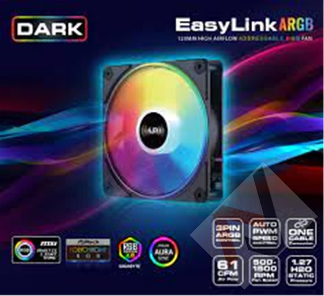 Dark DKCF1200A Easylink Siyah Addressable RGB 1X12cm Fan siyah