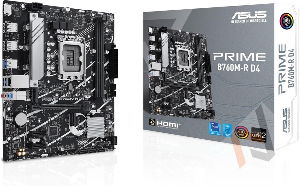 Asus Prıme B760M-R D4 Intel B760 Lga1700 DDR4 5333 Hdmı 2X M2 Aura Rgb 2.5Gbit Lan Matx Anakart