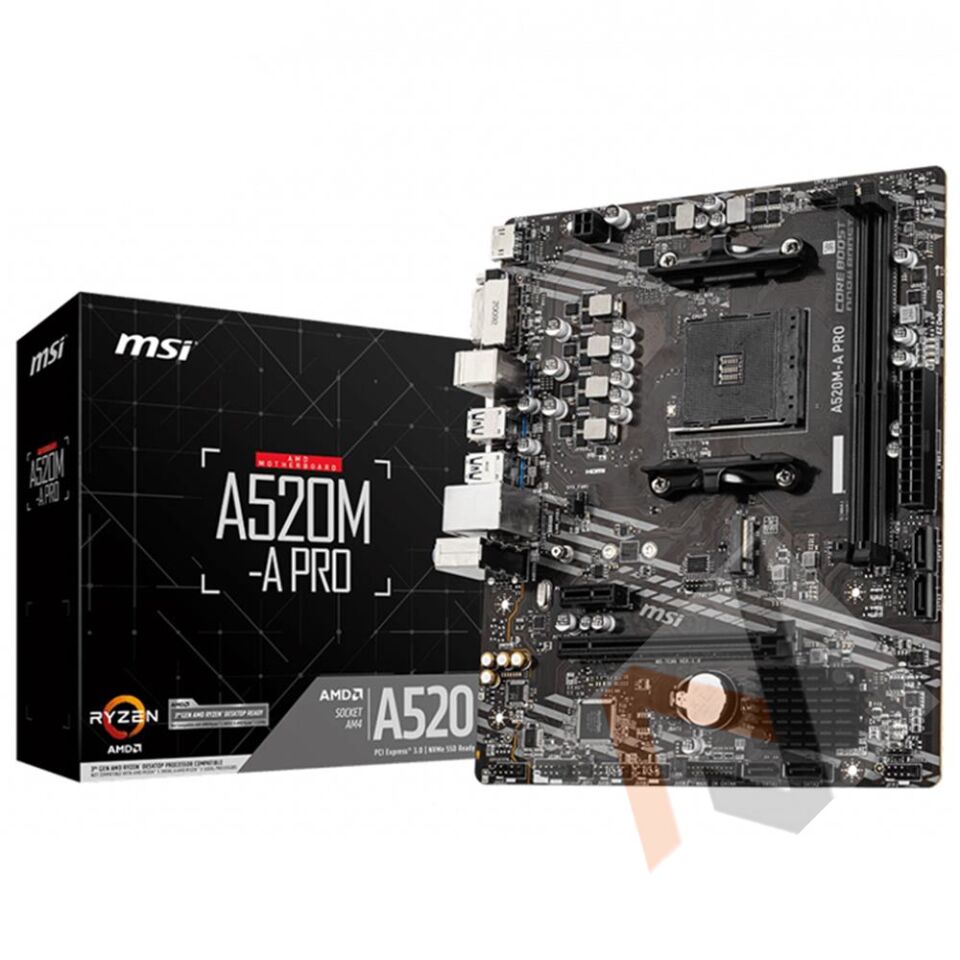 Msi A520M-A PRO AMD A520 Soket AM4 DDR4 4600(OC)MHz mATX Gaming Anakart