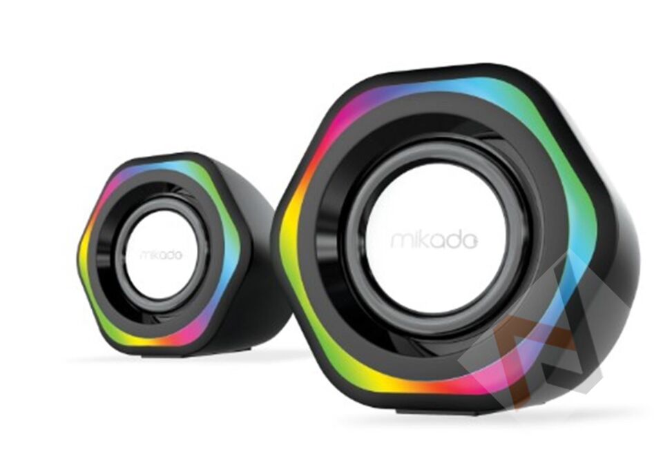 Mikado MD-176 2.0 3W-2 Beyaz RGB Aydınlatmalı USB + 3.5mm USB 5V Speaker Hoparlör