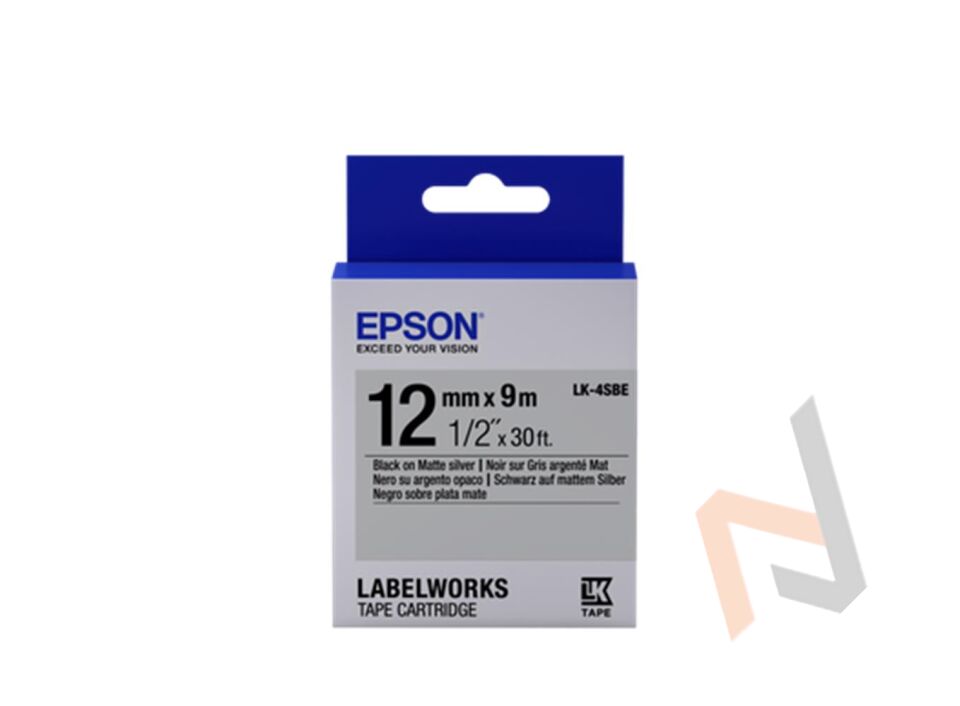 Epson LK-4SBE Gümüş Üzeri Siyah 12mm 9Metre Etiket