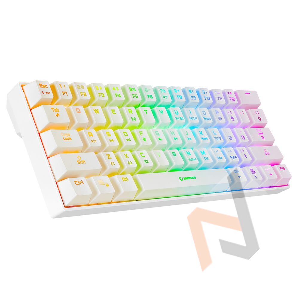 Rampage KB-RX63 B-ATOM Beyaz Bluetooth RGB Backlight Blue Switch Mekanik Q 63 Tuşlu Oyuncu Klavyesi