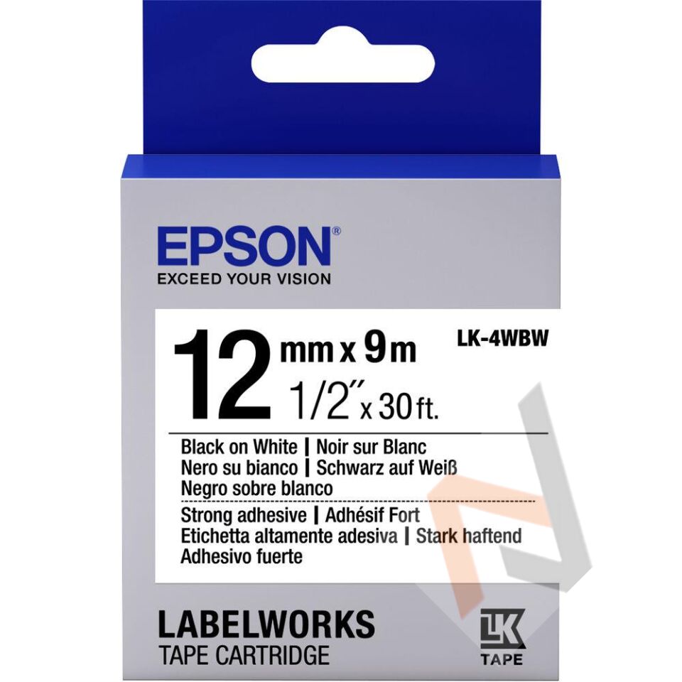 Epson LK-4YBVN  Sarı Üzeri Siyah 12mm 7Metre Etiket