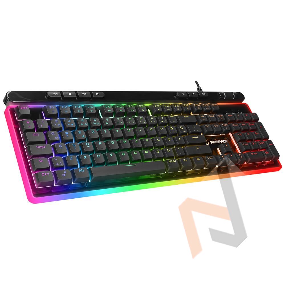 Rampage SHINE K14 Siyah USB RGB Backlight Membrane Gaming Oyuncu Klavye