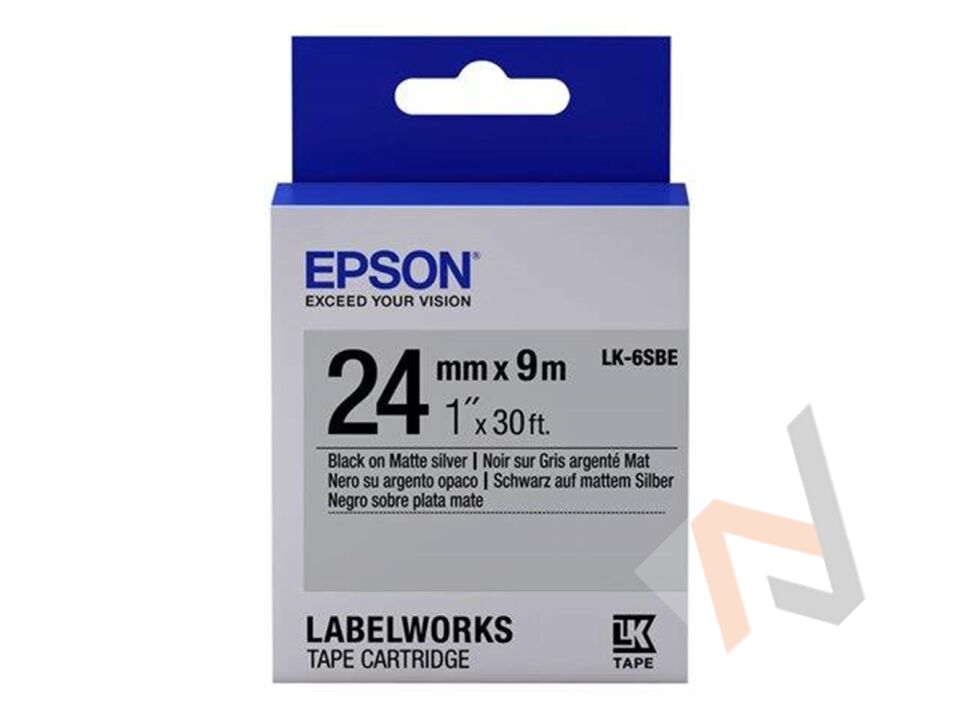 Epson LK-6SBE Gümüş Üzeri Siyah 24mm 9Metre Etiket