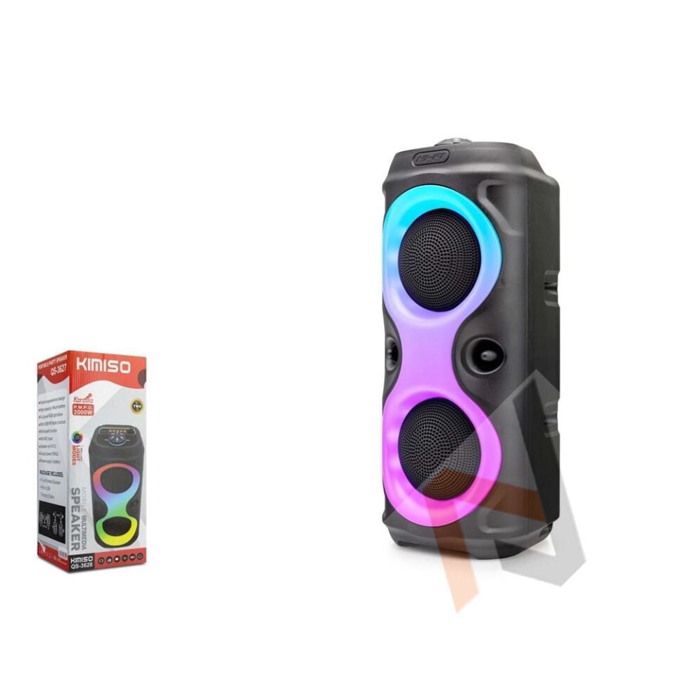 Kımıso QS3628 Bluetooth Speaker RGB (BT, USB, FM, MIC girişi, TWS, düğmeli,)