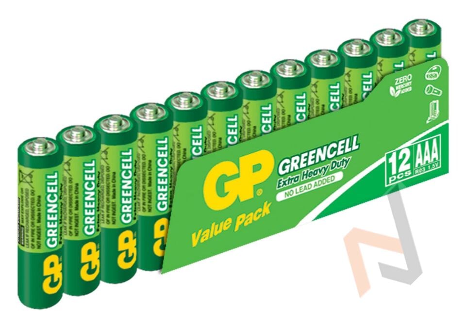 GP Greencel R03 AAA Boy İnce Çinko Kalem Pil 12'li Paket GP24G-VS12