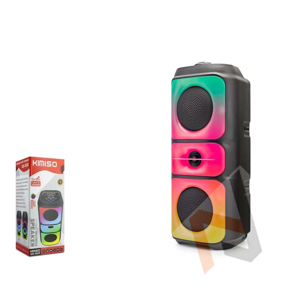 Kımıso QS3629 Bluetooth Speaker RGB (BT, USB, FM, MIC girişi, TWS, düğmeli,)