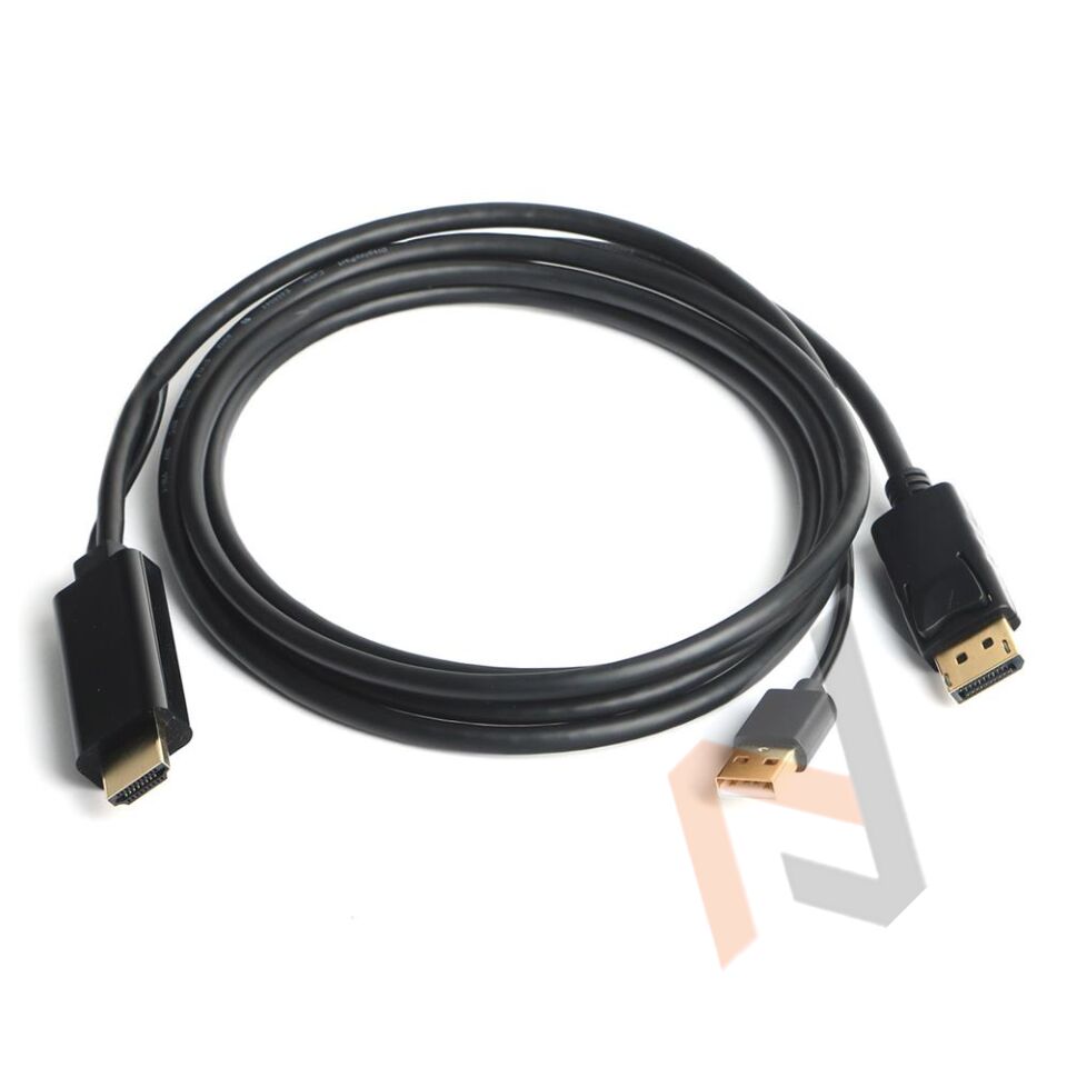 Dark DK-CB-AHDMIXDP2 HDMI to DisplayPort Dönüştürücü 2 Metre USB Güç Kablosu Destekli Kablo